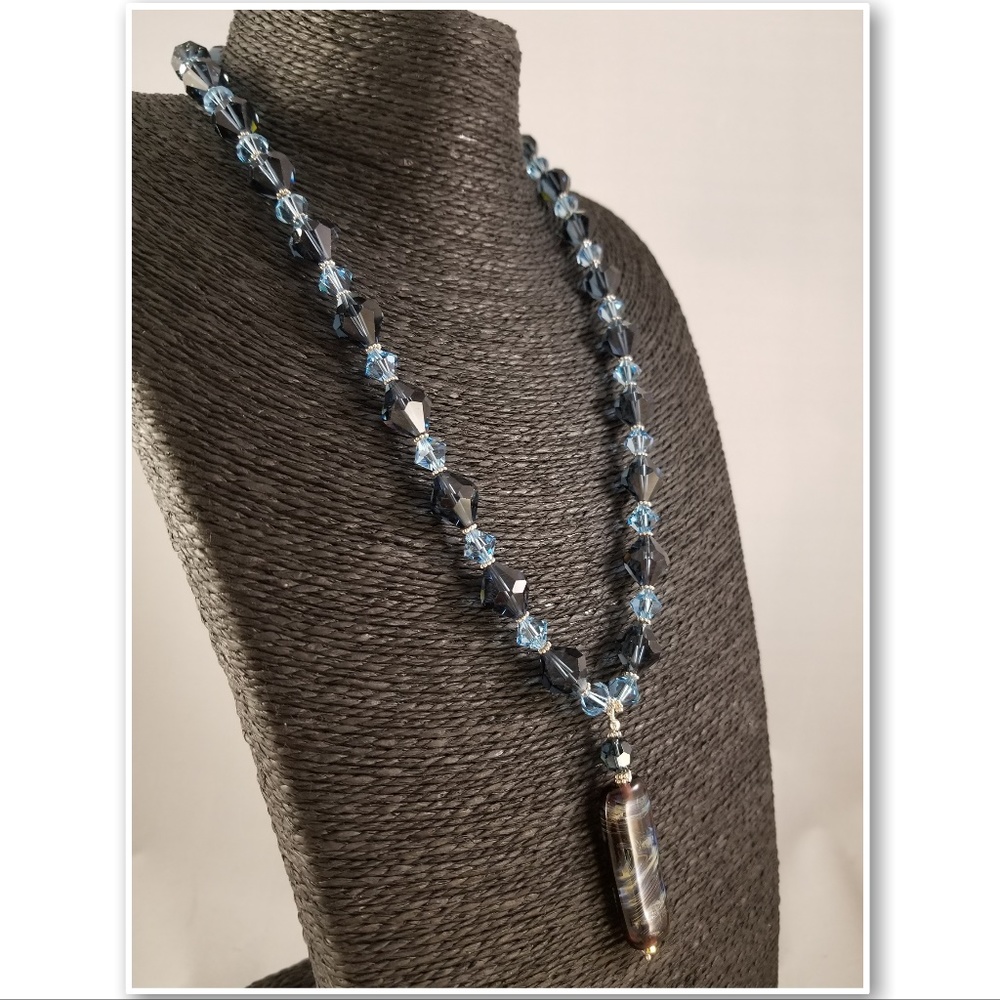 Lampwork and Swarovski Crystal Statement Necklace - Picture 3 of 7